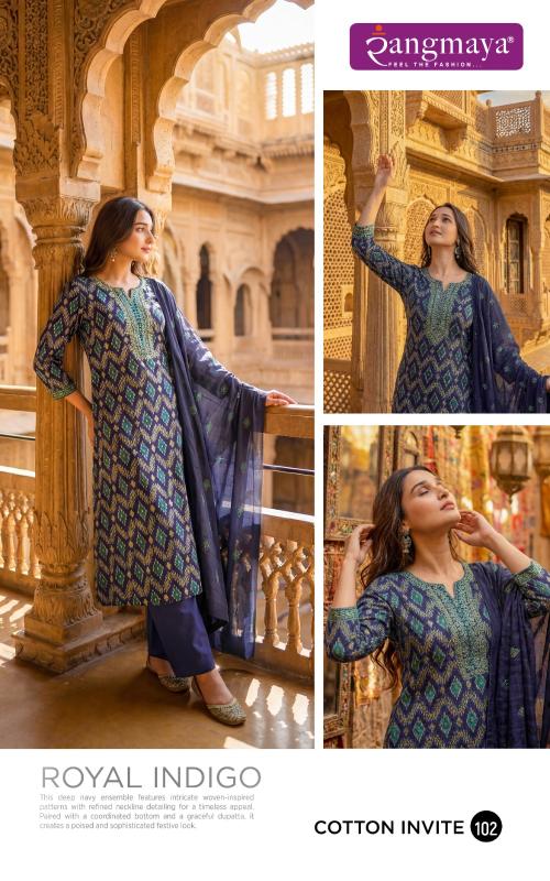 Rangmaya cotton invite 3pcs wholesale kurti dealers in bangalore